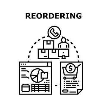 Reordering process for inventory management and supply chain Stock Illustration
