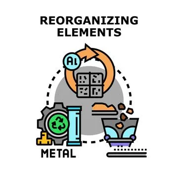 Reorganizing elements concept with artificial intelligence and recycling Stock Illustration