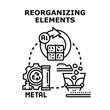 Reorganizing elements concept with artificial intelligence and recycling 库存插图