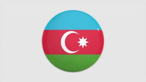 Rep Azebaijan Flag Button flip loop Stock Footage 303321009