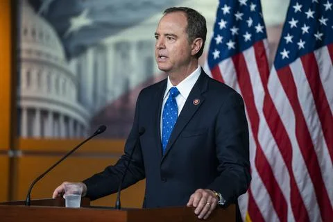 Rep Schiff speaks on Trump transcript from US Capitol, Washington, USA - 25 Sep  写真素材