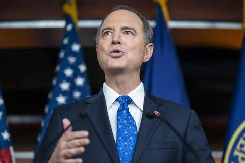 Rep Schiff speaks on Trump transcript from US Capitol, Washington, USA - 25 Sep  写真素材