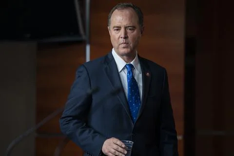 Rep Schiff speaks on Trump transcript from US Capitol, Washington, USA - 25 Sep  스톡 사진