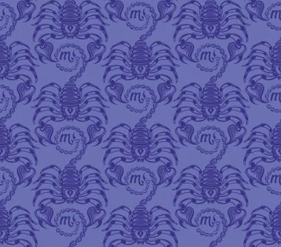Repaint seamless pattern: blue scorpions Stock Illustration