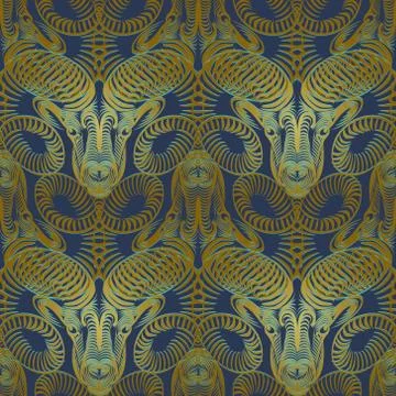 Repaint seamless pattern: bronze ram Stock Illustration
