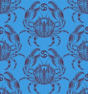 Repaint seamless pattern: crab Stock Illustration