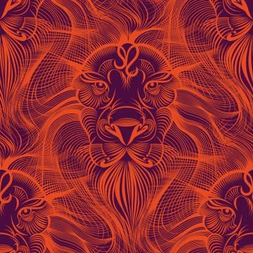 Repaint seamless pattern: fiery Leo Stock-Illustration