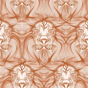 Repaint seamless pattern: old lion Stock-Illustration