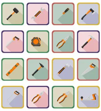 Repair and building tools flat icons vector illustration Stock Illustration