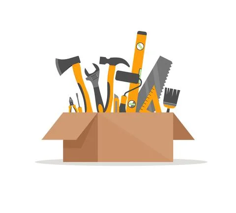 Repair and construction tools vector concept. Illustration of toolbox for con Stock Illustration