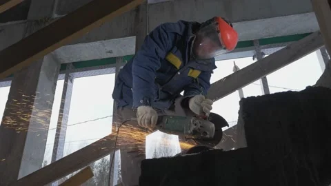 Repair and construction work. Clip. A young team working with cement and Video stock 236418063
