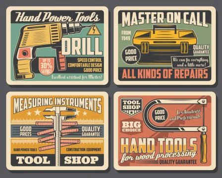 Repair and construction work hand tools shop Stock Illustration