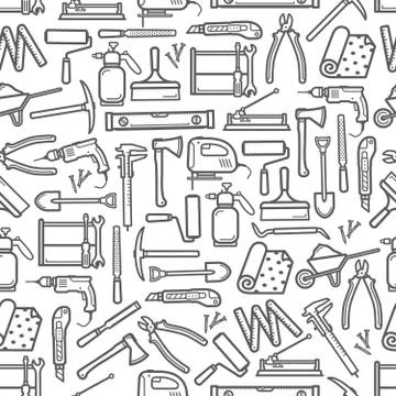 Repair and DIY construction work tools pattern Illustrazione stock
