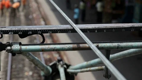 Repair and maintenance work going on on western railway local trains Mumbai. Stock Footage 74154012