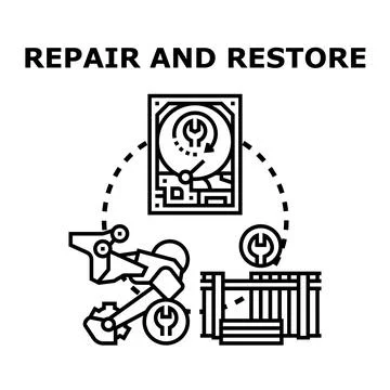 Repair and restore concept for technical support and service 库存插图