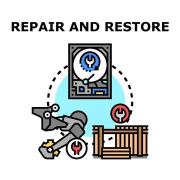 Repair and restore concept for technical support and service Stock Illustration