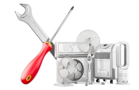 Repair and tech support of cooling system and climate control equipment, 3... Stock Photos