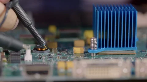 Repair and test high-end circuit boards Stock Footage 240904679