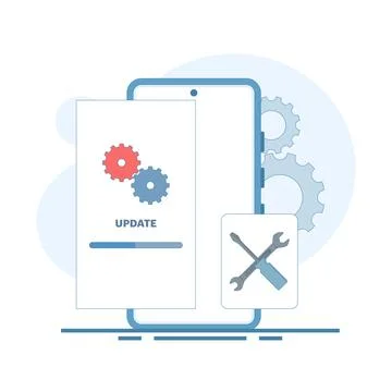 Repair and update concept, System software update, data update. Stock Illustration