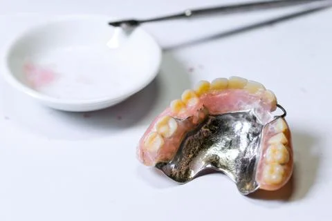 Repair broken partial denture 스톡 사진