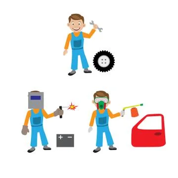 The repair of the car. The car service. Stock Illustration