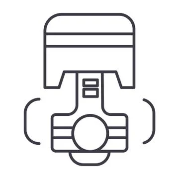 Repair car engine, piston vector line icon, sign, illustration on background Stock Illustration