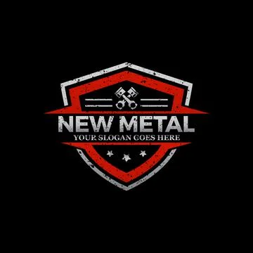 Repair Car logo image, rustic metal logo shield Stock Illustration