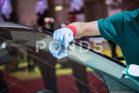 Repair car windshield Stock Photos