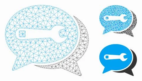 Repair Chat Vector Mesh Carcass Model and Triangle Mosaic Icon Illustrazione stock
