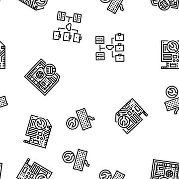 Repair computer pc service vector seamless pattern Illustrazione stock