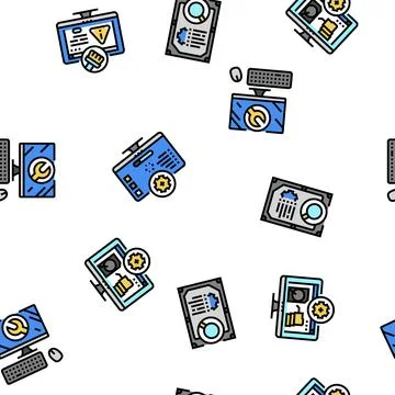 Repair computer pc service vector seamless pattern イラスト素材