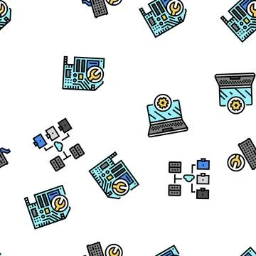 Repair computer pc service vector seamless pattern イラスト素材