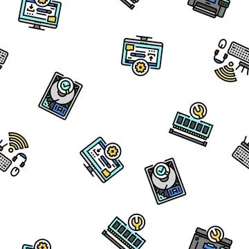 Repair computer pc service vector seamless pattern イラスト素材