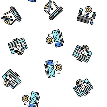Repair computer pc service vector seamless pattern Stock Illustration