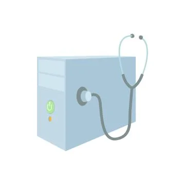 Repair of computer system unit icon, cartoon style Stock Illustration