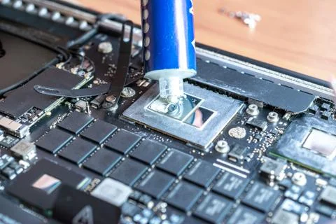 Repair computers. Technology maintenance hardware from man engineer. Electron Stock Photos