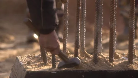Repair, construction, metal structures, concrete, foundation Stock Footage 276964883
