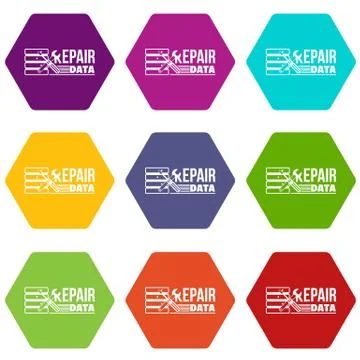 Repair data icons set 9 vector Stock Illustration