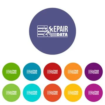 Repair data icons set vector color Stock Illustration