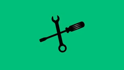 Repair design isolated tool flat icon with screwdriver and wrench solid, li.. Stock Illustration