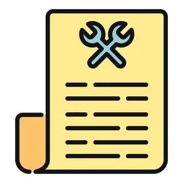Repair document with crossed wrenches for technical support Stock Illustration