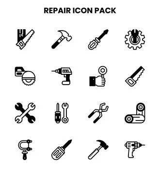 Repair DuoTone Bundle Icons Pack Ilustración de archivo
