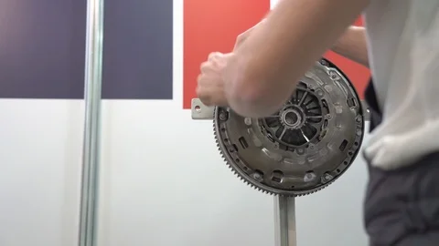 Repair Of Engine Flywheel Stock Footage 124611376