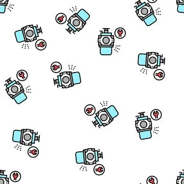 Repair engine of lawn mower vector seamless pattern Stock Illustration