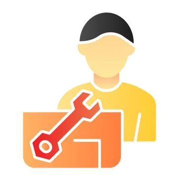 Repair engineer flat icon. Worker man color icons in trendy flat style. Workman Stock Illustration