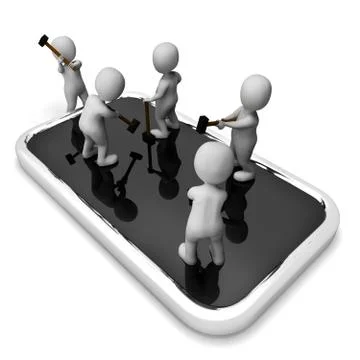 Repair Fix Indicates Mobile Support And Diagnosis 3d Rendering 스톡 일러스트