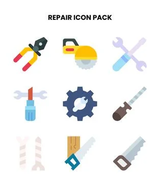 Repair Flat Design Icons Pack 스톡 일러스트