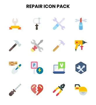 Repair Flat Graphics Icons Pack Stock Illustration