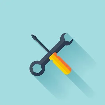 Repair flat icon with shadow. Stock Illustration
