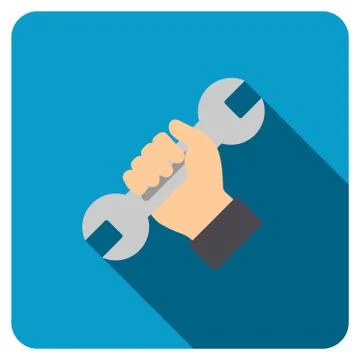 Repair Flat Rounded Square Icon with Long Shadow Stock Illustration